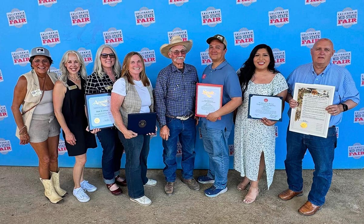 Team Laird at the California Mid-State Fair Cattlemen and Farmers Day 2026 Awards-Cattleman of the Year Dale Evenson.