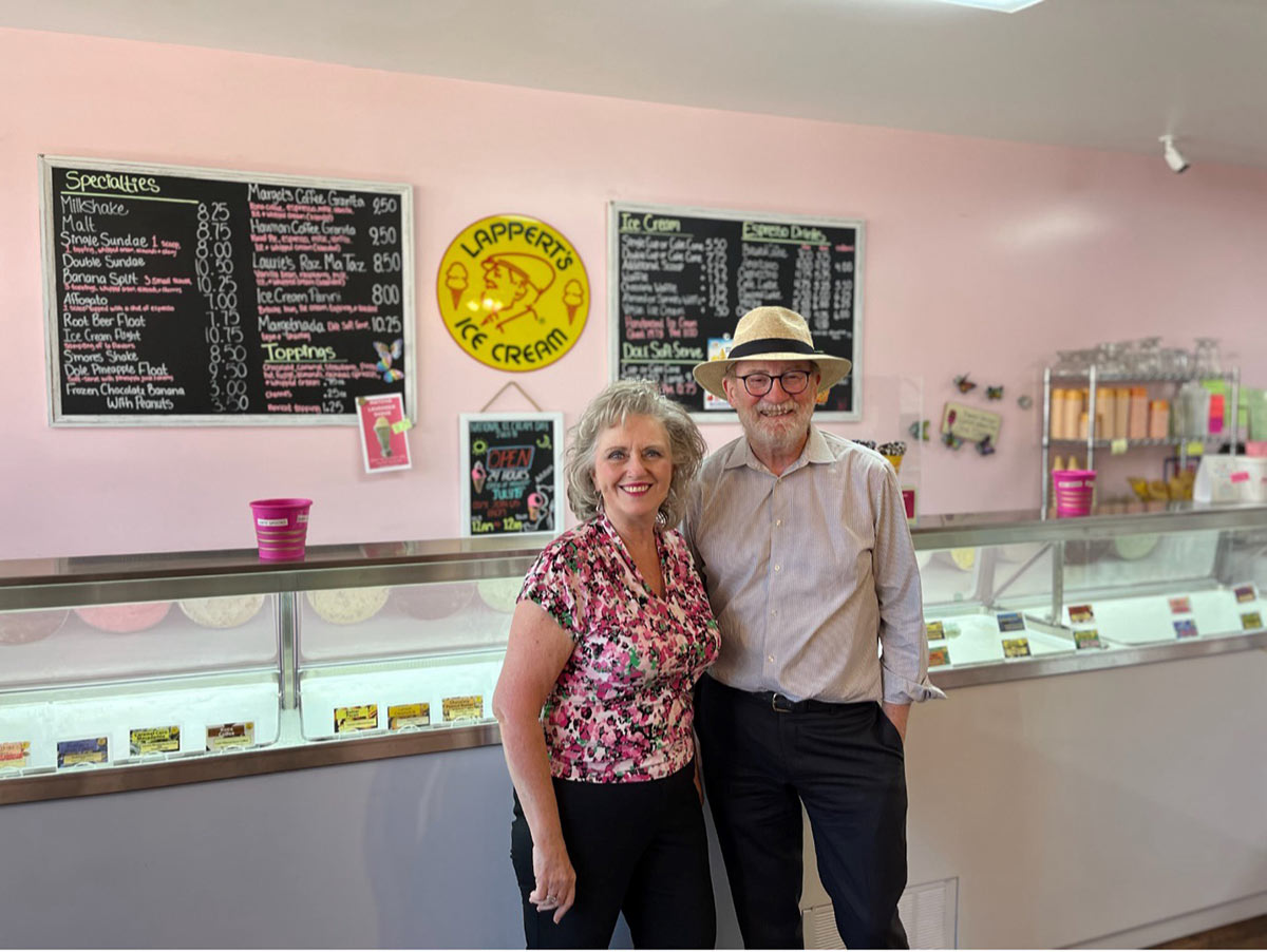 Senator Laird with Margot Tankersley, the owner of Margot’s Ice Cream Parlor.