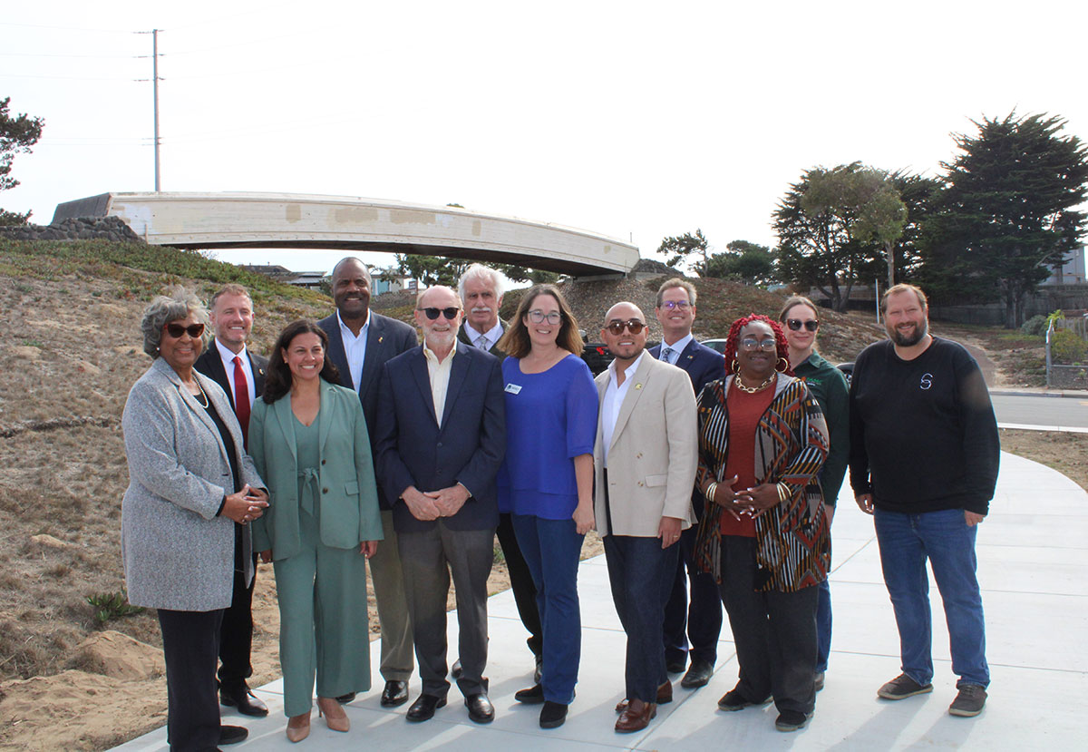 Senator John Laird joins Seaside Mayor Ian Oglesby and local leaders to announce $550,000 in state funding to replace the San Pablo Pedestrian Bridge.