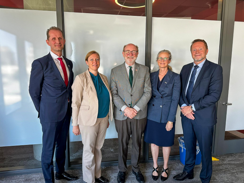 Senator Laird in the middle of a group photo with the Consul Generals for the countries of: Denmark, Finland, Norway, and Sweden.
