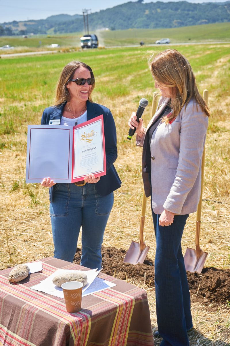 Team Laird presenting a certificate of recognition at Pacific Wild Care’s groundbreaking for a future rehabilitation center.