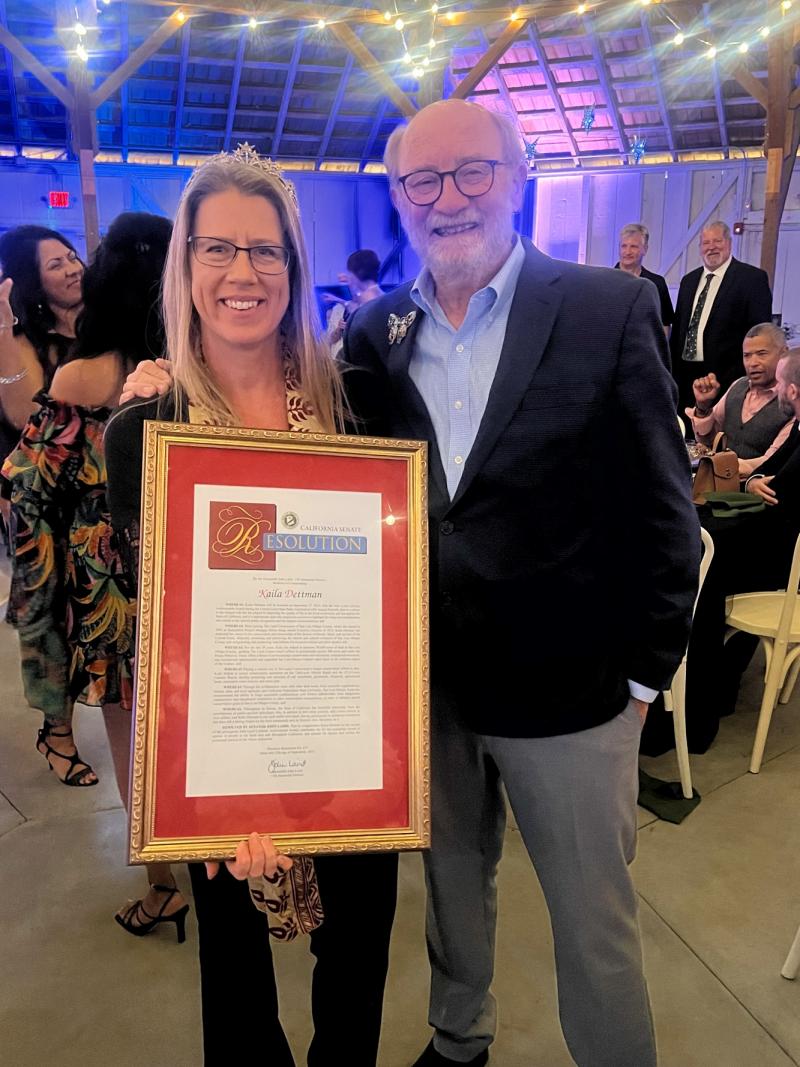 Senator Laird with John Laird Lifetime Achievement Award recipient Kaila Dettman