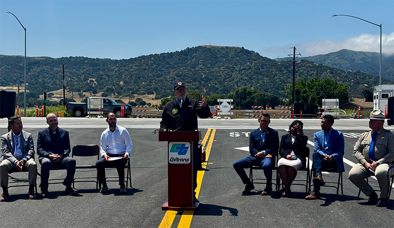 Senator Laird speaks at the grand opening of the expanded Highway 156. The infrastructure improvement will enhance safety and connectivity for San Benito County residents