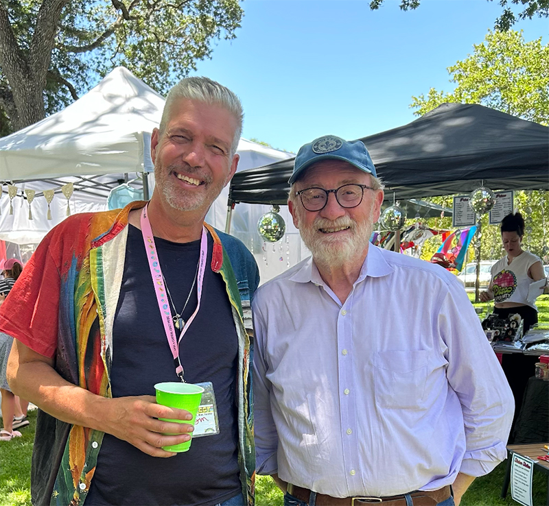 Senator Laird standing with a constituent at Atascadero Pride.