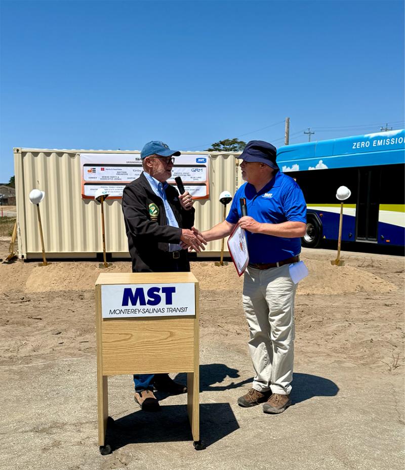 Recognizing the MST SURF! project, Senator Laird speaks at a public event in Monterey County celebrating major improvements to regional transit and sustainable infrastructure