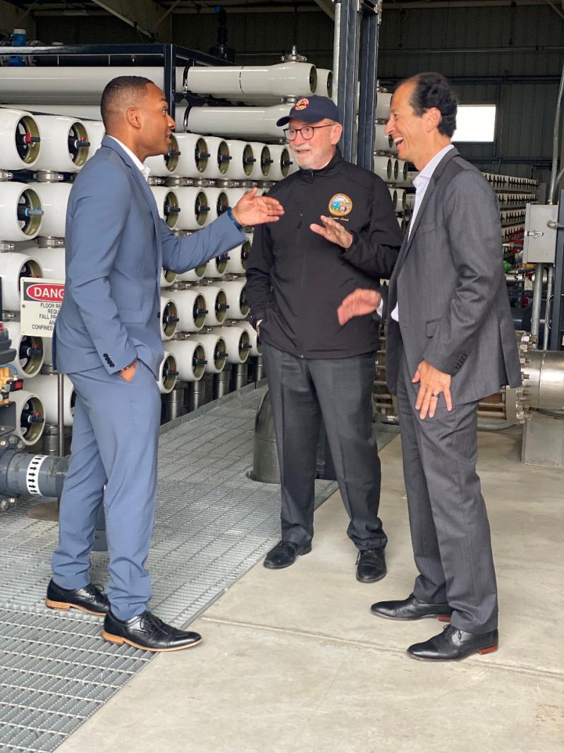 Senator Laird visiting Pure Water Monterey with Mayor Tyller Williamson and Monterey One Water Executive Officer Paul Sciuto.