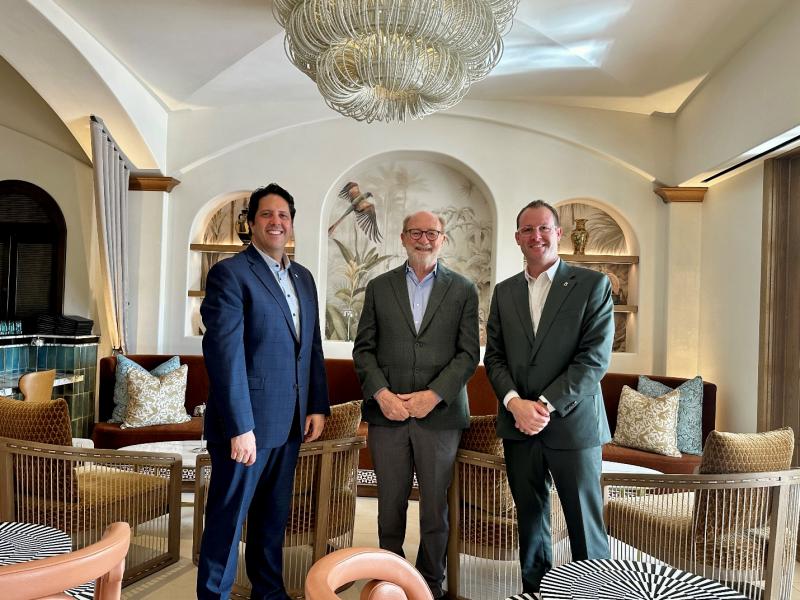 Senator Laird touring La Bahia Hotel &amp; Spa with Markus Krebs, General Manager, and Dan Smart, Hotel Manager.