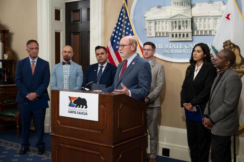 Senator Laird speaks at LGBTQ Caucus press conference