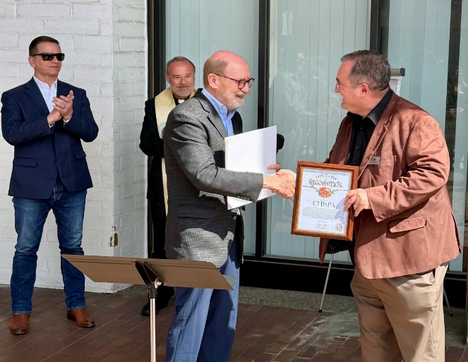 Senator Laird recognizing Geoffrey Morgan and CHISPA team