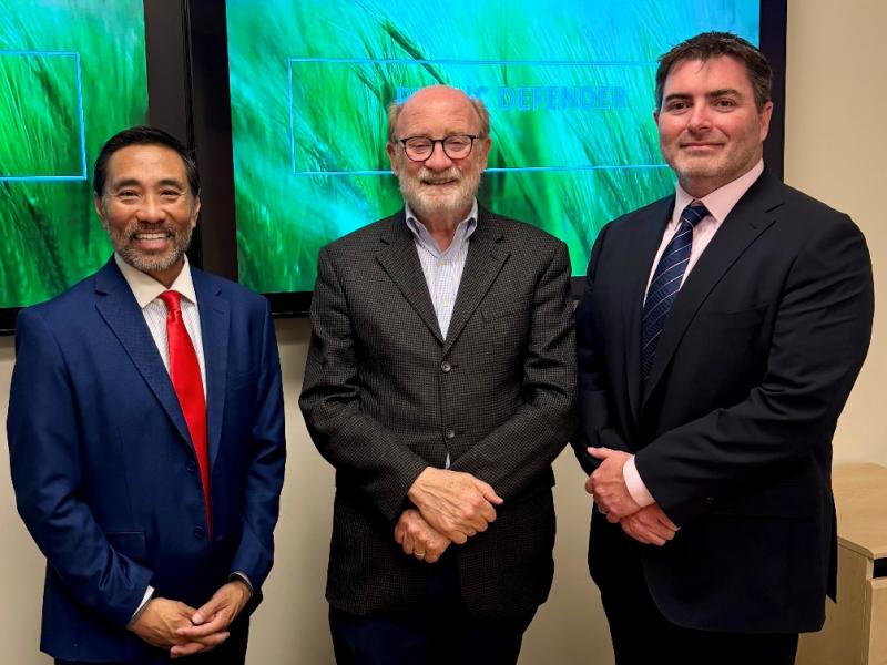 Senator Laird with Monterey County Public Defender Raymond Buenaventura and Chief Assistant Public Defender Thomas O’Keefe