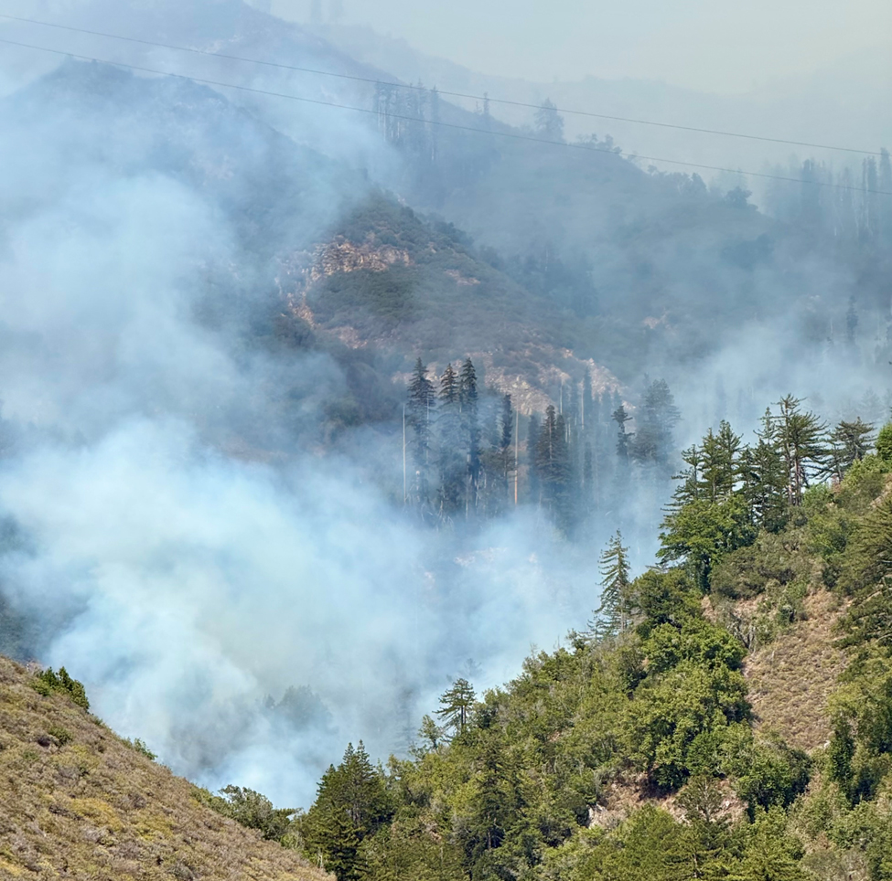 A view of the Timber Fire burning in Big Sur.