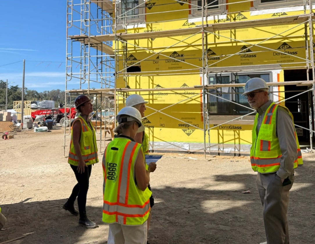 Senator Laird tours construction of Costa Vista student housing development at Cabrillo College.